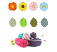 8 Tapones de Aguja de Tejer Silicona, Flores y Hojas Protector de Punta de Aguja Tapas de Punta de Punto de Margarita Coloridas Cubierta de Extremo de Aguja para Coser Acolchar Crochet