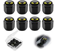 8 tapones de válvula de neumáticos para BMW, 1,2 x 1,1 cm, válvula de neumáticos de aluminio, cubierta de válvula negra para coches, tapa de válvula de coche, tapa de aluminio y metal con junta para