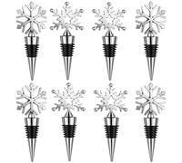 8 tapones reutilizables para botellas de vino con forma de copo de nieve, decorativos y para bebidas.