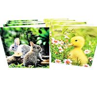 8 Tarjetas de Felices Pascuas con Sobres (Conejito y Pollito)