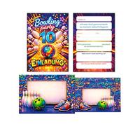 8 tarjetas de invitación, incluye 8 sobres, 10. cumpleaños infantil, bolos, niñas, niños, invitaciones de décimo cumpleaños, fiesta de bolos, invitaciones de cumpleaños, cumpleaños de niñas