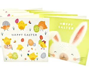 8 tarjetas de Pascua felices con sobres - Conejito y pollito de Pascua para niños