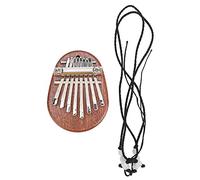 8 teclas Mini Kalimba Piano Thumb Piano C Key Portable 8 Tone Kalimba con cordón, juguete de instrumento ovalado adecuado para jugar o para una hermosa decoración de cordón (marrón)