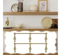 8 to 38 in Long, 2 pcs Brass Rails for Wood Shelves, Cabinet Fence Guardrail Bar with 3 Posts, Anti-Fall Elegant Gold Railing for Gallery Collectibles(Brass-Style a,31in/79cm)