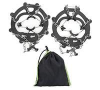 8 - Tooth Crampons Foot Cover, Ice and Snow Traction Spikes with Stainless Steel Claws and TPE Rubber Strap for Hiking Skiing Mountaineering on Icy Roads Mud Trails (Negra)