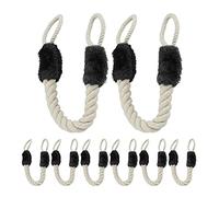 8 Topes Puerta Cuerda, para Picaporte, Cordel Anticierre, 60 cm, Protección Niños y Mascotas, Beige/Negro