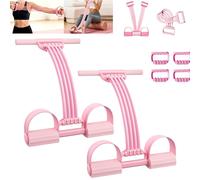 8 Tube Pedal Resistance Band with Handle, 2026 Upgraded 3-in-1 Multi-Function Portable Latex Fitness Equipment for Foot Pedal Pull, Back Stretch, Chest Expand Training Tool (Pink 2)