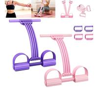 8 Tube Pedal Resistance Band with Handle, 2026 Upgraded 3-in-1 Multi-Function Portable Latex Fitness Equipment for Foot Pedal Pull, Back Stretch, Chest Expand Training Tool (Mix)