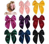8 Uds. De lazos grandes para el pelo, lazos para el pelo de fábula para niñas pequeñas, accesorios para el cabello con lazo neutro rojo hecho a mano para bebés y niños pequeños (terciopelo 1)