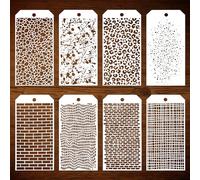8 Uds Plantillas de Pintura, Reutilizables Plantillas de Textura para Pintura Leopardo Impresión de Ladrillo Plantillas de Técnica Mixta para Manualidades DIY Muebles Tela