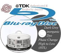 8 unidades (8 x 25 = 200) TDK Blu-ray Disc de 25 GB (HTL) 6X WRITE - 8 x 25 - Bandeja para tartas - superficie amplia imprimible a chorro de tinta, hub interior imprimible - medios de almacenamiento (EAN 0020356617035)