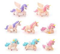 8 unidades de decoración de unicornio, figuras de unicornio, decoración para tartas, minifiguras de unicornio, decoración para tartas de cumpleaños para niñas, escritorio, estantería, fiesta de