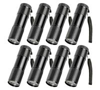 8 unidades de linterna UV: mini lámpara UV lámpara de luz negra con 9 LED, linterna de luz negra, mini lámpara UV, luz ultravioleta para billetes de banco ilegales, orina de perros y otros animales