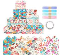 8 unidades de papel de regalo para niños, papel de regalo de flores para cumpleaños, papel de regalo de cumpleaños infantil, juego con lazo y cinta adhesiva, papel de regalo para niña, papel de regalo