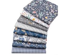 8 unids/lote de parches florales de algodón para manualidades de acolchado y costura, estampado gris marino, juego de parches hechos a mano con piezas de 25 x 20 cm y 50 x 40 cm (50 x 50 cm)