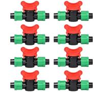 8 válvulas de interruptor de riego por goteo, exterior de 16 mm, válvula de cierre de lengüeta de riego por goteo, sistema de riego por goteo para jardín, conector de tubo de goteo de riego