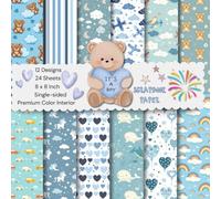 8 x 8" It's A Boy Scrapbook Paper: Colorful Sweet Decorative Sheets for DIY Crafts, Journaling, Albums, Invitations, Gift-wrapping: Premium Color Interior, Single-sided, 12 Designs, 24 Sheets