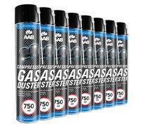 8 x AAB Botella de Aire Comprimido 750ml para Limpiar Teclados, Ordenadores, Copiadoras, Cámaras y Otros Equipos Eléctricos | Soplador de Aire | Ideal para la Eliminación de Polvo | Spray Limpiador