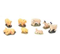 8 x ovejas carneros corderos Cerdos y lechones. figuritas de Navidad 6cm. Conjunto de Escena, Figuras .Animales, Nacimiento de jesús. Reyes. oficios belén. Modelos a Escala