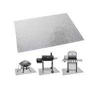 (80*100*1cm,silver)Fireproof BBQ Grill Mat - Heat Resistant Splatter Rug for Floor Protection