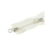 80-150cm 5# Doble deslizador Resina Cremallera Chaqueta Abrigo Cremallera Ropa Accesorios de costura, Beige, 150cm