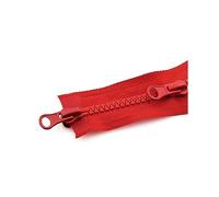 80-150cm 5# Doble deslizador Resina Cremallera Chaqueta Abrigo Cremallera Ropa Accesorios de costura, Rojo, 90cm