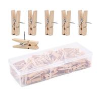 80/90 pines con clip de madera para tablón de anuncios, fotos, obras de arte, tablero de corcho, chinchetas decorativas para el pulgar con clips