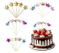 80 adornos para cupcakes, decoración de magdalenas de colores, en 5 colores, ideales para decoración de tartas, cumpleaños, estrellas para cumpleaños, bodas, fiestas de Navidad