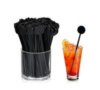 80 agitadores de cóctel reutilizables, agitador de disco de cóctel de plástico, varillas de agitación negras reutilizables, agitadores de bebidas de whisky, varillas de mezcla para jugo, café, bebidas