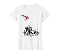 80 Aniversario Iwo Jima 1945-2025 Veterano de la Segunda Guerra Mundial 4 de Julio Camiseta gráfica económica, Mujer, Blanco, XS