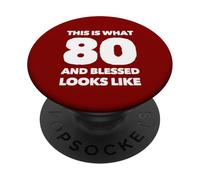 80 Años Bendito 80 Cumpleaños Fiesta Cristiana Fe PopSockets PopGrip Adhesivo
