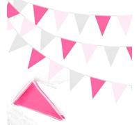 80 banderines rosa y blanco, tela impermeable de 40 m para decoración del día de la madre en el jardín al aire libre, fiesta