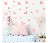 80 calcomanías de pared en forma de corazón rosa para dormitorio, sala de estar, decoración de habitación de niñas, habitación de niños, habitación de bebé, guardería, calcomanías de pared, papel