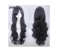 80 CM 31 `` Pelucas onduladas largas Pelo sintético resistente al calor Mujeres Universal anime Cosplay Peluca Accesorios para disfraces Fiesta Pelucas + Gorra JF80-1