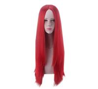 80 Cm De Largo, Parte Media, Peluca Roja De Cosplay, Pelo Sintético, Alta Temperatura, Fiesta De Halloween, Anime, Recta, Roja, Pelucas De Cosplay Para Mujeres, Peluca Roja Común De 80 Cm
