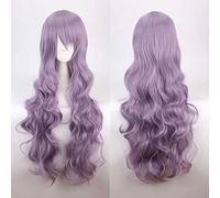 80 cm de largo rizado púrpura oscuro púrpura claro pelucas de cosplay Pelo sintético Halloween 32"Largo púrpura ondulado Peluca mujeres peluca ondulada común K027