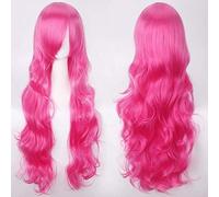 80 cm largo ondulado rosa rojo rosa cosplay peluca fiesta mujer Halloween anime universal 80 cm rizado rosa burdeos pelucas de pelo sintético peluca ondulada común K027-22