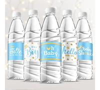 80 etiquetas para botellas de agua de baby shower, calcomanías para botellas de agua de ducha, etiquetas impermeables para baby shower, decoración de fiestas (estilo niño azul)