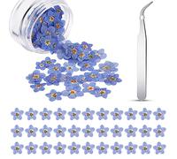 80 Flores Secas Reales Flores Prensadas Secas Naturales No me Olvides Azul con Pinzas de Codo para Resina Bricolaje Joyas Tarjetas Velas Artesanías Decoración de Uñas
