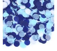 80 g de confeti azul para bodas, cumpleaños, confeti grande, decoración de mesa azul, azul, plata, confeti multicolor para reveal de género, globos, mesa, caja de regalo