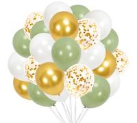 80 globos verde y dorado, globos verdes de 30,5 cm, decoración de cumpleaños verde salvia, globos verdes, decoración para cumpleaños, bodas, baby showers (verde)