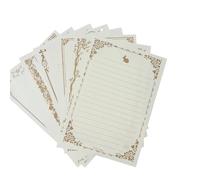 80 hojas de papel de escritura estacionario blanco, 5 3/4 x 8 1/4 pulgadas, papel de papelería vintage de encaje dorado con líneas, papel de carta para invitaciones de boda o carta de amor, 8 patrones