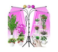 80-LED Plant Grow Light with Tripod: 4 Heads, Full Spectrum - 10 Dimmable Levels, 3 Timers