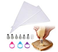 80 mangas pasteleras desechables con 7 boquillas y 3 lazos decorativos para hornear galletas, pasteles, cupcakes.