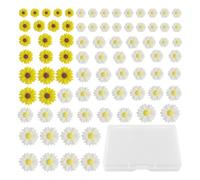 80 Margaritas De Resina, Caja De Almacenamiento De 1 Pieza, Decoración De Margaritas, Flores Decorativas, Decoración De Tartas De Margaritas, Mini Decoración