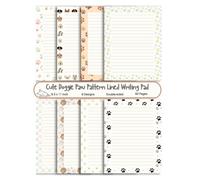 80 Pages of 8.5 x 11" Cute Doggie Paw Pattern Lined Writing Pad - Personalised Decorative Invitations, Ruled Letter Size Lined Notepad: 8 Adorable Designs
