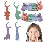 80 palitos de hilo dental para niños 4 Mangos Coloridos En Forma De Animal para espacios interdentales estrechos hilo dental para niños