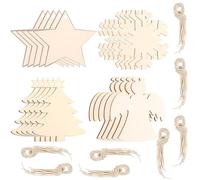 80 Pcs Colgante de Madera para Árbol de Navidad - Rebanadas Colgantes para Decoración, Regalo, Ventana y Fiesta con Cuerda