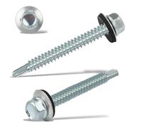 80 pcs Tornillos Autotaladrantes 6.3x50MM Tornillos Roscachapas Tornillo Panel Sandwich Tornillos Autorroscantes Metal para Panel Sandwich Tejado, Chapas Metalicas, Tejado, Aluminio (Plata)