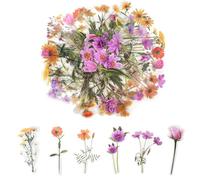 80 pegatinas de flores, pegatinas transparentes de flores para álbumes de recortes para adultos para suministros de álbumes de recortes, tarjetas, portátiles, manualidades de bricolaje (rosa+vigor)